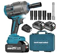 Yofuly 1200Nm Pistola de Impacto Compatible con baterías Makita de 18v, 1/2" Llave de Impacto Electrica sin Escobillas con 2 * 4000mAh Baterías, Cargador Rápido, 5 Vasos, Extensión