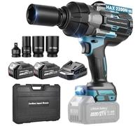 Yofuly 3/4" 2200Nm Pistola de Impacto Bateria Compatible con Baterías Makita 18V, Eléctrica Llave de Impacto con 2 Baterías de 4,0Ah, 5 Velocidades & Adaptador de 3/4" a 1/2" & 3 Enchufes