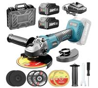 Yofuly Amoladora Angular Batería 125mm Compatible con Baterías Makita de 18V, 3 Velocidades 9000RPM Radial Eléctrica con Bateria de 2 * 4,0 Ah, Rebarbadora Bateria 6 Discos para Pulir/Lijar/Cortar