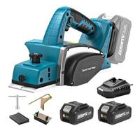 Yofuly Cepilladora de Madera Compatible con Baterías Makita de 18V, 15000rpm, Ancho de Cepillado de 82mm, Profundidad 0-2mm, Cepillo Eléctrico para Madera 2×4.0Ah Batería para Trabajar Madera