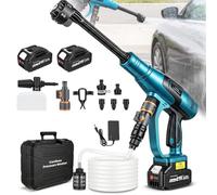 Yofuly Hidrolimpiadora a Batería Compatible con Baterías Makita 18V | 330 L/h 3 Velocidades, Pistola de Agua a Presión Portátil Brushless con 2 Baterías 4,0Ah y Tubo de 5 m, Boquilla 6 en 1