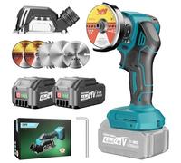 Yofuly Mini Amoladora Angular Batería Compatible con Baterías Makita de 18V, 76MM 19500RPM Radial Pequeña Eléctrica con 5 Discos de Corte y Cubierta Antipolvo, 2 Baterías de 4.0Ah