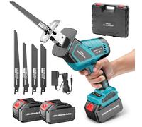Yofuly Sierra de Sable Compatible con Baterías Makita de 18V, Sierra Alternativa Eléctrica 2 * 3000Ah Baterías, 3000RPM 4 Hojas de Sierra Portátil para Madera PVC de Corte