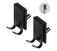 YoHyien 2 Piezas Ganchos Mampara Ducha, Colgador Toalla Mampara Ducha con Almohadilla de EVA, Perchas Baño sin Taladro de Acero Inoxidable, Apta para Vidrios sin Marco de 5-10 mm (Negro)
