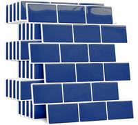 Yoillione Grueso Azulejos Adhesivos Cocina: 10-Piezas Baldosa Vinilo Cocina Pared - 3D Azulejo Metro Adhesivo, 30x30 cm (Azul Marino)