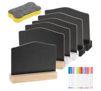 YOKIVE Juego de Señales de Pizarra Mini 100x75mm Arco 6 Piezas | Doble Cara, Soporte Madera Blanco/Negro, 12 Marcadores de Acuarela y Borradores, para Números de Mesa de Bar de Bodas