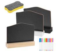 YOKIVE Letreros de Pizarra Mini 100x75mm Blanco/Negro Arco 3 Piezas | Doble Cara, con Soporte de Madera, incluye 12 Marcadores de Acuarela y Borradores, para Mesa y Números de Mesa de Boda y Bar