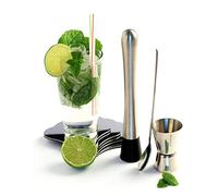 Yoko Design 1238 - Kit para Preparar mojitos (Acero Inoxidable, 21,6 x 17,5 x 5 cm), Color Gris