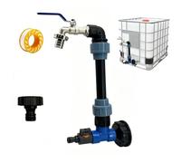 Yolistar Kit IBC 2 en 1 con Adaptador - Grifo Cuello de Cisne y Válvula de Bola para Depósito 1000L, Accesorios para Cubo y Manguera, Acero Inoxidable