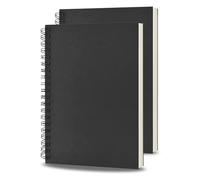 Yolistar Pack de 2 Bloc de Notas Espiral A4,Cuaderno en A4,Espiral Cuaderno de Bocetos,Cuaderno de Notas Tapa Blanda Cubierta de Kraft,Negro Cuadernos,Cuaderno de Bocetos,Diario de Tema