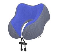 Yomisee Almohada cervical de avión, cojín de viaje para coche, de espuma viscoelástica con funda aterciopelada, cojín cervical para adultos, para viajes, camping, oficina y hogar (azul oscuro)