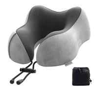 Yomisee Almohada cervical de avión, cojín de viaje para coche, de espuma viscoelástica con funda aterciopelada, cojín cervical para adultos, para viajes, camping, oficina y casa (gris claro)