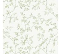 Yomshi Papel pintado autoadhesivo con diseño de pájaros y hojas verdes, 44 x 1000 cm, rollo de plástico vintage, apto para inquilinos, papel de contacto grueso para mesas, baño, guardería