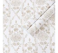 Yomshi Papel tapiz geométrico floral moderno para despegar y pegar, 44 x 1000 cm, papel de contacto beige y blanco, apto para inquilinos, cuadrícula geométrica, impermeable, rollo de papel de pared