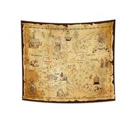 YONGFOTO Tapiz Mapa del TesoroAntiguos Pirata Mapa Mundi Decoracion Pared Poster Isla Occidental Ruta Navegación Dormitorio Cubierta Sofá Cama, 180x160cm