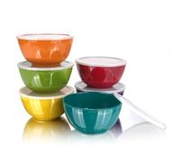 yongzhenlite Juego de 6 cuencos de ensalada de melamina de 28 onzas, cuencos redondos de 6 pulgadas, vajilla 100% melamina para cena o fiesta de picnic, resistente a la rotura y sin BPA, multicolor
