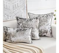 Yonous Serie Premium, fundas de cojín de terciopelo aplastado, almohada gruesa de lujo para decoración del hogar, color gris granito, 45 x 45 cm