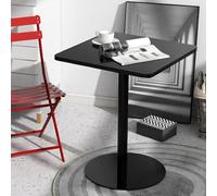 Yopappol Mesa Alta Cuadrada Comercial Moderna, Mesa De Café De Una Sola Columna Negra Mate, Mesa De Pedestal Antiarañazos para Cafetería, Tienda De Postres, Comedor De Desayuno(70x70x73cm)