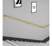 Yopappol Pasamanos de Escalera Dorado 1m 1,5m 2m 2,5m 3m Barandilla de Montaje en Pared Barandilla para Interiores y Exteriores, pasamanos de Tubo Cuadrado galvanizado(300cm)