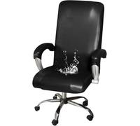 YOPOIY - Funda impermeable para silla de oficina de piel sintética con cierre elástica extraíble para silla de computadora (negro, XL)