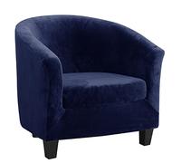 YOPOIY Terciopelo Elegante Funda de Sillón, Elástica 2 Piezas Funda para Silla de Bañera, Universal Funda para Silla de Bañera Muebles de Lujo Lujo Cubierta Protectora para Estar -Azul Oscuro