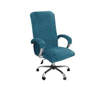 YOPOIY Terciopelo Funda de Silla de Oficina, Estirable Oficina Cubierta de La Silla Universal Funda Silla Giratoria con Cremallera Funda para Silla de Oficina Lavable con Cubrebrazos -azul-1-Largo