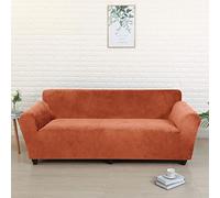 YOPOIY Terciopelo Funda para Sofá, Elástica Funda de Sofá Suaves Antideslizante Funda Sofa Lavable Estar Protector para Sofá para Perros Mascota -Naranja-3 plazas (185-230 cm)