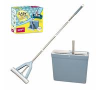 York Mopa Easy con Esponja Absorbente de PVA - 34 cm | Limpieza del Suelo sin mojar, Manos sucias, Juego de fregona con Cubo, Mango telescópico, 130 cm, Azul, 34 x 12,5 x 29,5 cm
