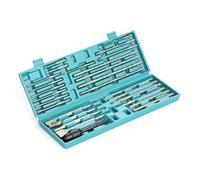 YOSIGHT Juego de 27 brocas y cinceles de martillo rotativo - Brocas y cinceles de doble rosca con punta de carburo SDS-Plus y adaptador SDS-Max a SDS Plus, con caja de almacenamiento, para materiales