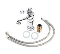Yosoo Health Gear Grifo Mezclador de Latón, Monomando Frío y Caliente | Elegante Grifo de Lavabo con Estampado Floral, Cuerpo de Latón con Agua Fría y Caliente, Fácil de Instalar para Lavabo del