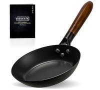 YOSUKATA Sartén de Acero al Carbono de 20 cm sin Antiadherente - Sartén Pre-sazonada - Sartenes Induccion con Mango de Madera Extraíble Resistente