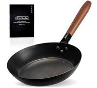 YOSUKATA Sartén de Acero al Carbono de 26 cm Sin Antiadherente - Cacerola Pre-sazonada Con Mango de Madera Extraíble Resistente - Para Inducción y Grill