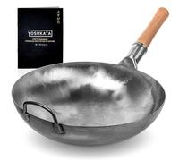 YOSUKATA Sartén Wok De Acero Al Carbono 36 Cm - Martillado Y Fondo Redondo