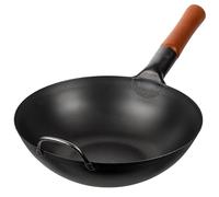 YOSUKATA Sartén Wok de Acero al Carbono de 30 cm - Fondo Plano | Wok Chino Tradicional Presazonado - Sin Recubrimiento Químico - Apto Para Gas, Inducción, Electricidad Y Fuego Abierto