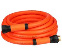YOTOO Manguera de agua híbrida de jardín resistente de 5/8 pulgadas por 25 pies, resistente a las torceduras, flexible con mango giratorio y accesorios de latón macizo GHT de 3/4 pulgadas, naranja
