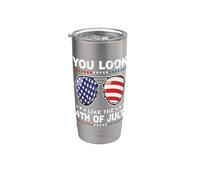 You Look Like The 4th Of July For Men Women America Flag Vaso térmico de acero inoxidable de doble pared