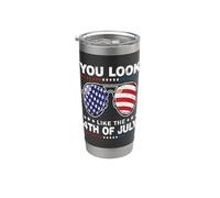 You Look Like The 4th Of July For Men Women America Flag Vaso térmico de acero inoxidable de doble pared