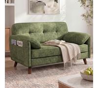 YOUDENOVA Sofá 2 Plazas, Sofá Pequeño con Reposabrazos Suaves y Bolsillo Lateral, Minisofá para Salón, Apartamento, Oficina, Montaje Fácil, 145×75×85 cm, Chenille Verde