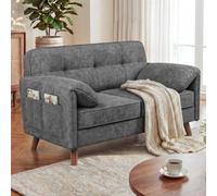 YOUDENOVA Sofá 2 Plazas, Sofá Pequeño con Reposabrazos Suaves y Bolsillo Lateral, Minisofá para Salón, Apartamento, Oficina, Montaje Fácil, 145×75×85 cm, Chenille Gris