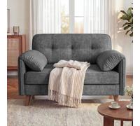 YOUDENOVA Sofá 2 Plazas, Sofá Pequeño con Reposabrazos Suaves y Bolsillo Lateral, Minisofá para Salón, Apartamento, Oficina, Montaje Fácil, 125×75×85 cm, Chenille Gris