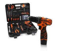 YOUGFIN - Kit de herramientas de taladro de 12 V, juego de herramientas para el hogar con taladro inalámbrico para hombres, caja de herramientas de taladro eléctrico con 195 piezas