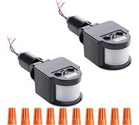 Youmile 2 Piezas DC 12V Sensor de Movimiento infrarrojo automático PIR Sensor de Movimiento Interruptor Detectores de Movimiento Sensor de Movimiento con Tapa de Perilla para luz de inundación LED