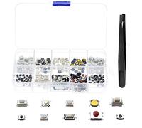 Youmile 250PCS 10 Value Micro momentáneo Interruptor de botón táctil SMD DIP Kit surtido para PCB, Control remoto de automóvil con pinzas