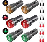Youmile 6 piezas Zumbador LED 22mm 12V VDC LED Buzzer Alarma Flash Señal Indicador Luz Rojo Verde Amarillo Premium Crisp Sonido AD16-22SM-RGY110V con terminales de enchufe rojo y negro