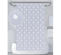 YOUNG DA Cortina de Ducha de Tela con diseño de Gotas de Agua Gris y Blanco para baño, Cortinas de Ducha Resistentes al Moho, 183 x 183 cm, Lavable e Impermeable, Incluye 12 Ganchos