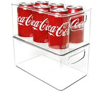 Youngever 2 Paquetes 25CM x 15CM x 12.5CM Organizador Despensa, Organizador Nevera, Organizador de Frigorífico, Organizador de Plástico Transparente