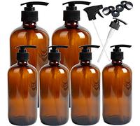 Youngever 6 Paquetes 500ml Y 250ml Dispensador de Jabón de Vidrio, Botella Dispensadora de Bomba de Vidrio, Botella Bomba Vidrio (Ámbar)
