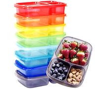 Youngever 7 Paquetes Caja Bento, Caja de Almuerzo, Contenedor de Preparación de Comida, 3 Compartimiento