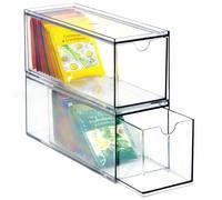 Youngever Organizador de almacenamiento apilable de plástico con 3 cajones, organizador de paquetes de té de plástico, soporte apilable para bolsas de té, 9 x 3 x 3.5 pulgadas