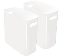 Youngever Paquete de 2 cubos de basura delgados de 10 litros, contenedores de basura de plástico reutilizables, con asas para oficina en casa, sala de estar, sala de estudio, cocina, baño (blanco)